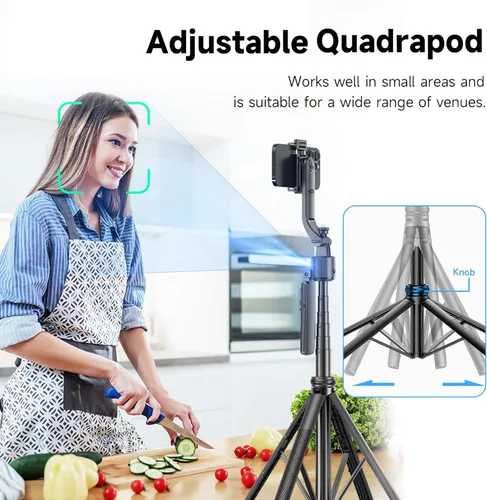 Miniatura 8 de Andoer Trípode de seguimiento automático de cara de 64 pulgadas con soporte, trípode de seguimiento de rotación de 360° con control remoto y control