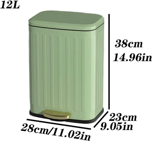 Miniatura 2 de HIHELO Cubo de basura de 6L/12L para el hogar, cocina, sala de estar, papelera de gran capacidad, con pedal de doble capa, cubo de basura de acero