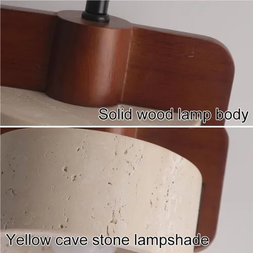 Miniatura 5 de Single Head Vintage Pendant Light Fixture Modern Cylinder Travertine Hanging Lamp Nordic Retro Solid Wood Chandelier for Dining Room Bedside Hallway