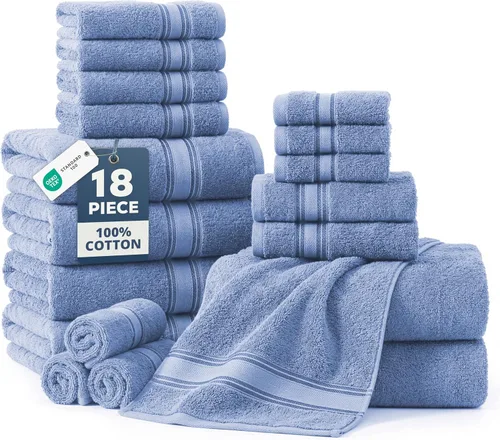 Miniatura 88 de Lane Linen Juego de 4 toallas de baño de 100 % algodón (35 x 66 pulgadas), juego de toallas de baño extragrandes de algodón sin torsión, secado Gris