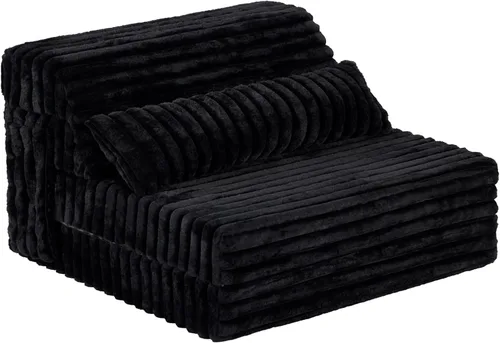 Miniatura 21 de Tiita Sofá cama plegable tamaño individual, colchón convertible con almohada, colchón de pana gruesa para el suelo, sofá cama con bolsillo lateral