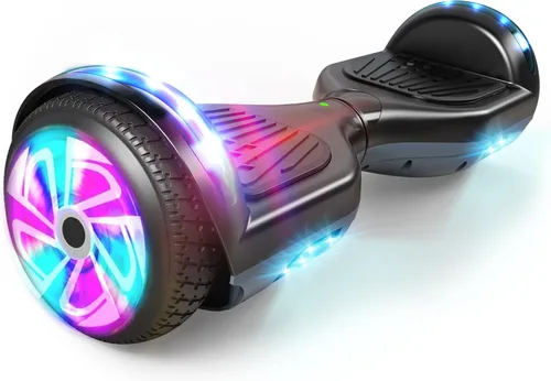 FLYING-ANT Patinete autoequilibrante de 16.51 cm con altavoz y luces LED rojas Negro