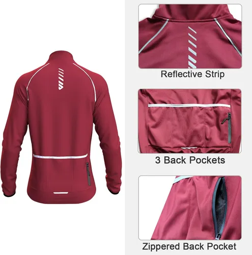 Miniatura 3 de Cycling Jackets for Men, Reflective Running Jacket Men Winter Cold Weather Cycling Clothing Full Zip with Pockets