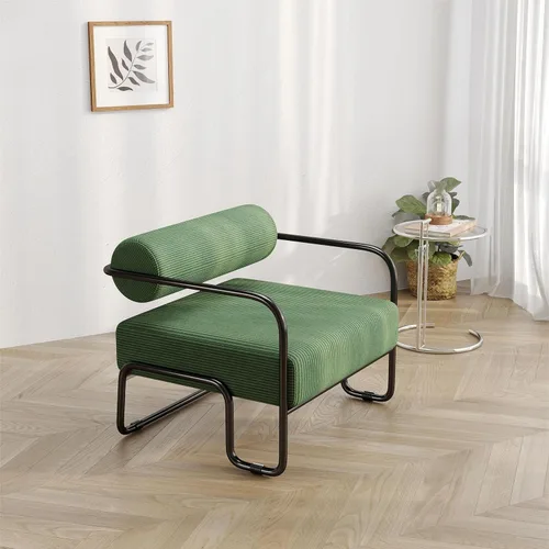 Miniatura 3 de Yogald - Silla decorativa moderna, con marco de metal, cómoda y suave silla de lectura tapizada, para sala de estar, dormitorio, oficina en casa