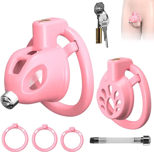 Miniatura 7 de Jaula de Castidad Masculina Juguete Sexual para Hombres, FEELKIDA 2 Estilos Dispositivo de Castidad con Anillo de 3 Tamaños y Cerradura Invisible