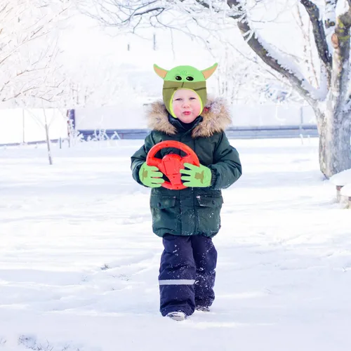 Miniatura 4 de Star Wars Baby Yoda - Gorro de invierno para niños y guantes de nieve o guantes para niños pequeños, 2 unidades, conjunto de guantes suaves y gorro