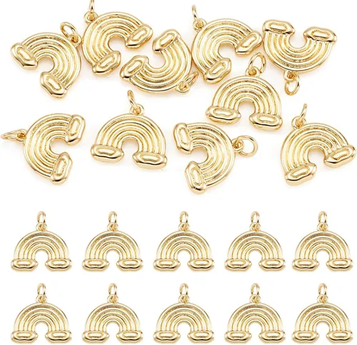 Miniatura 17 de FASHEWELRY 20 dijes de abejas de latón chapados en oro de 18 quilates, dijes de abeja dorados, dijes de joyería rellenos de oro con anillo de salto