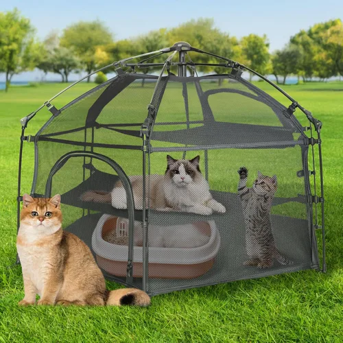 Miniatura 15 de EighteenTek® Corralito portátil 2 en 1 para gatos (puertas delanteras), corralito desplegable para gatitos, sin montaje, cajas de tienda de campaña