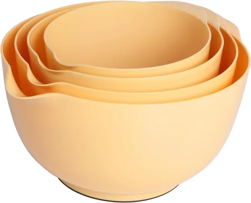 Miniatura 10 de BoxedHome Juego de cuencos de plástico anidables con boquilla de vertido, apto para microondas y lavavajillas, base antideslizante sin BPA, juego