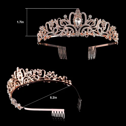 Miniatura 4 de Coronas de tiara de cristal para mujeres y niñas, corona elegante de princesa con peines, diademas para mujeres, nupcial, boda, baile de graduación