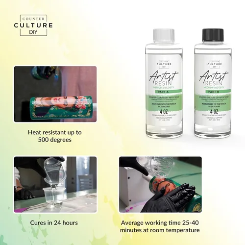 Miniatura 2 de Counter Culture DIY Clear Artist - Resina de viscosidad media, kit de 1 galón, suministros de epoxi para manchas metálicas, acrílico, 100% sólidos