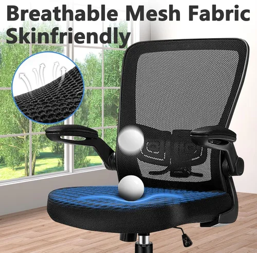 Miniatura 7 de KLASIKA Sillas de escritorio de oficina con ruedas, silla ergonómica de malla con soporte lumbar de altura ajustable, silla giratoria