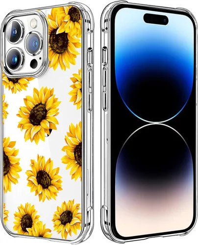Miniatura 90 de Funda transparente de girasol compatible con iPhone SE 2022 SE 2020 7 8, funda trasera floral para niñas y mujeres, funda protectora transparente