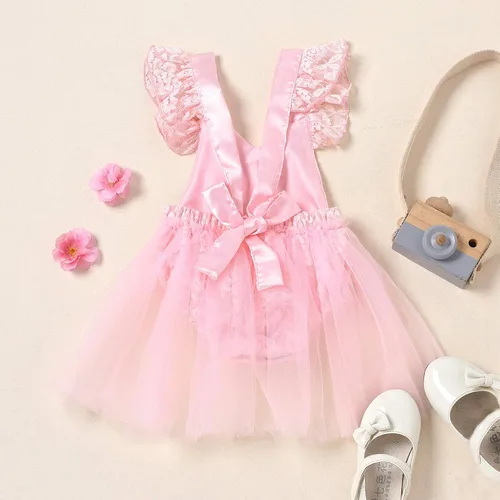 Miniatura 2 de CIYCUIT Traje de bebé niña para primer cumpleaños de tul de encaje vestido tutú de princesa ropa de fotografía para primer cumpleaños