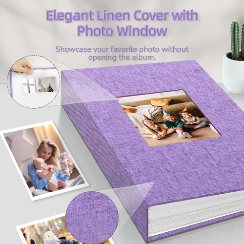 Miniatura 2 de popotop - Álbum de fotos 4x6 con 300 fotos, cubierta de lino, libros de fotos con 300 bolsillos horizontales, álbumes de fotos para deslizar