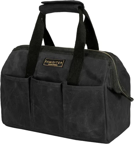 Miniatura 12 de Bolsa Portaherramientas, Bolsa de Herramientas de Lona Encerada Resistente de 13 Pulgadas de Boca Ancha, Bolsa de Herramientas de Parte Superior