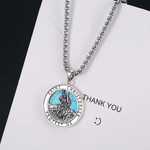 Miniatura 223 de Collar de plata de ley 925 con medalla de San Patrón, colgante de protección católica, amuleto, joyería religiosa para hombres y mujeres