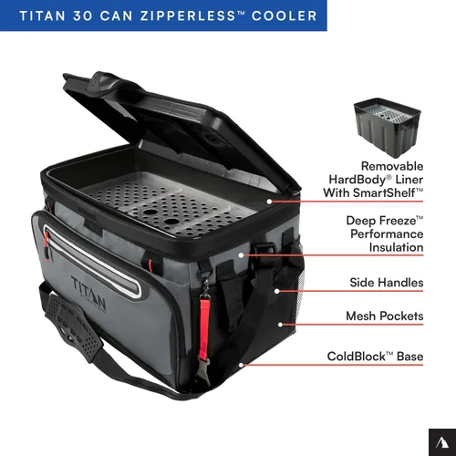 Miniatura 3 de Titan by Arctic Zone Deep Freeze Cooler - Enfriador de cuerpo duro sin cremallera, aislamiento de congelación profunda, forro de cuerpo duro y Gris