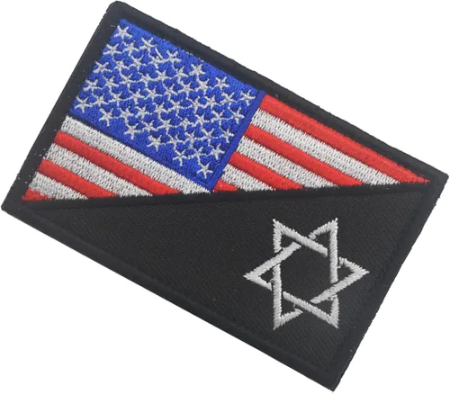 Miniatura 5 de Parches bordados de la bandera de Estados Unidos e Israel – Israel Jewish Star of David Flags Tactical Militar Moral Emblema Brazalete Insignias