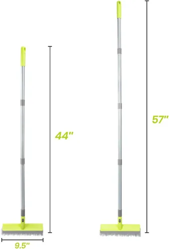 Miniatura 9 de Cepillo 2 en 1 para raspar y cerdas rígidas para limpiar concreto, patio, garaje, cocina, alfombra y baño, mango largo de 57 pulgadas
