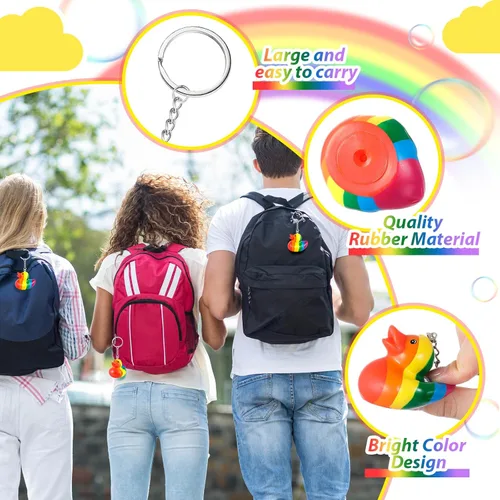 Miniatura 3 de Deekin Pride Rainbow Rubber Ducks Keychain Gay Pride Cruise Rubber Ducks for Colorful Birthday LGBT Party Favors Gift Favors