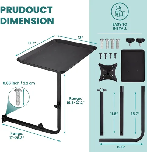 Miniatura 3 de Noverlife Bandeja de metal para salón unida a la silla, bandeja de silla de peluquería de rotación de 360 grados para herramientas de peluquería