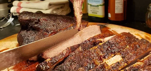 Miniatura 7 de SPITJACK Cuchillo de pechuga ahumada para barbacoa para tallar y rebanar carne - SS, borde Granton, hoja de 11 pulgadas