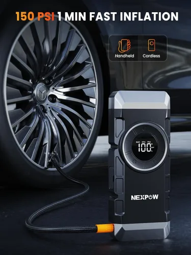 Miniatura 3 de NEXPOW Arrancador de batería de coche con compresor de aire pico de 3000 A, caja de arranque portátil de 12 V 150 PSI para motores de gasolina