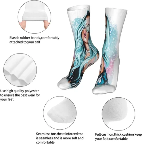 Miniatura 6 de NALCKA Karol Singer G Socks Super Soft Crew Sock Personalidad Resistente al Olor Antiolor Unisex Calcetines Deportivos Calcetines Bajo 16 pulgadas