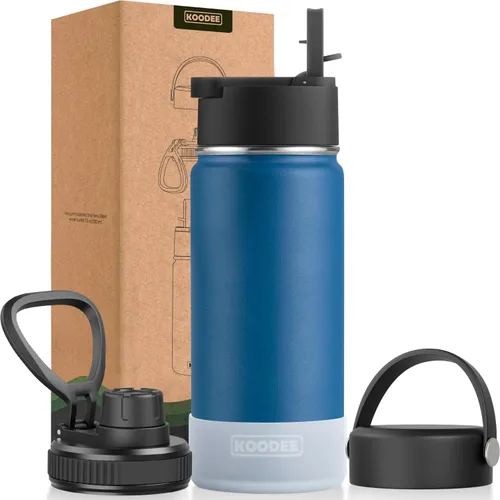 Miniatura 118 de koodee Insulated Water Bottle, 32 oz Stainless Steel Double Wall Vacuum Wide Mouth Sport Bottle with Leakproof Spout Lid (Navy)