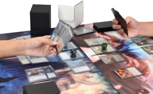 Miniatura 6 de MTG - Caja de cubierta con 2 divisores, caja de gran capacidad para más de 100 tarjetas de doble manga, funda de piel sintética compatible con Magic