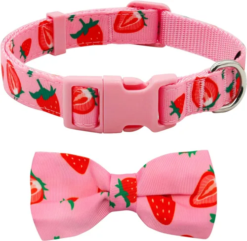 Miniatura 13 de azuza Collar de perro con pajarita, collar de perro suave y cómodo con lazo, patrones divertidos y color brillante para perros pequeños D#Fruta-Piña