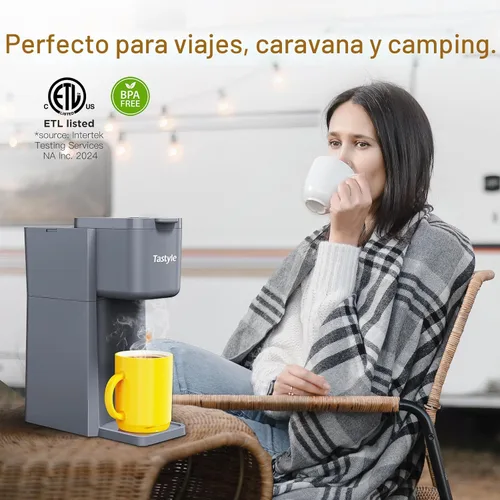 Miniatura 5 de Tastyle Mini Cafetera de Café Caliente y Helado de Una Sola Porción, para Cápsulas K y Molida, Tamaños de Preparación de 6 a 14 Onzas, con Libro