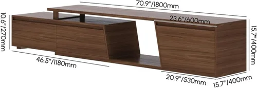 Miniatura 6 de homary Soporte de TV para sala de estar, consola de TV reversible extensible, centro de entretenimiento minimalista con 3 cajones, configuración