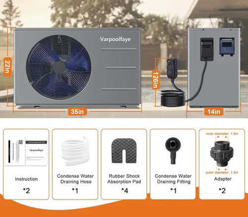 Miniatura 7 de Bomba de calor de piscina de 30,000 BTU - Calentador eléctrico de piscina para piscinas sobre el suelo y enterradas de hasta 8,000 galones