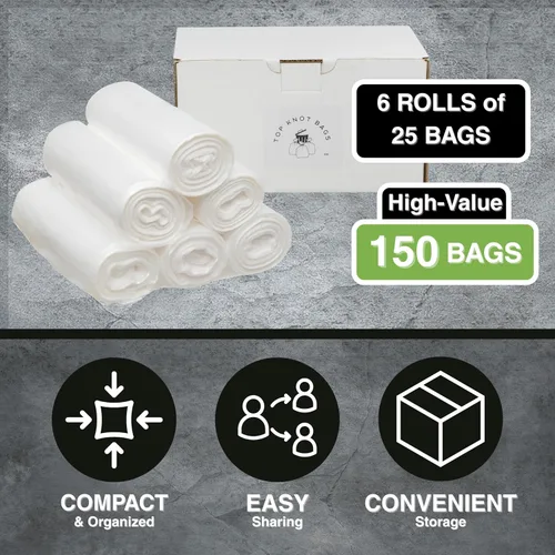 Miniatura 3 de Top Knot Bags Bolsa de basura de 33 galones, 33 x 40 pulgadas, transparente, 150 unidades, forro para latas de 30 galones, 31 galones, 32 galones