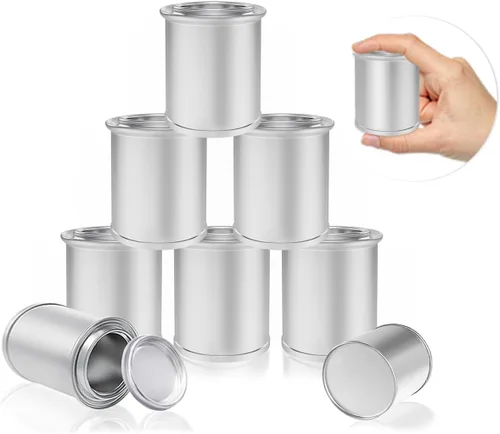 Paquete de 8 latas de pintura de metal vacías con tapas (tamaño de 1/4 de pinta), contenedores de pintura de retoque de capacidad de 1/2 taza,