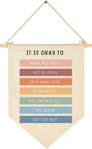 Está Bien Cometer Errores - Banner de Educación en Salud Mental - Lona de Afirmaciones Positivas y Citas Decorativas para Maestros, Niños,