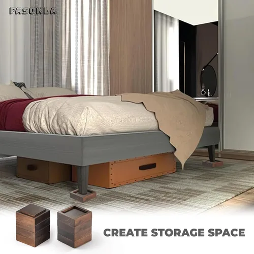 Miniatura 6 de FASONLA Elevadores de cama, elevadores de muebles (juego de 8) eleva altura de 1 pulgada, 2 pulgadas, 3 pulgadas o 4 pulgadas, elevadores de madera
