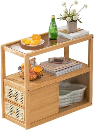 Miniatura 8 de TOMYEUS Aparador de buffet, estante simple para sala de estar, armario lateral de cristal, armario de cocina, armario de té móvil, armario