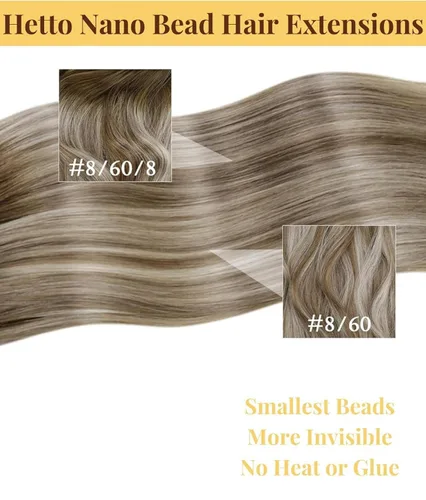 Miniatura 80 de 【Descuento】Hetto - Extensiones de cabello con cinta adhesiva, 40g, extensiones de cabello humano, color rubio ceniza oscuro degradado a rubio medio
