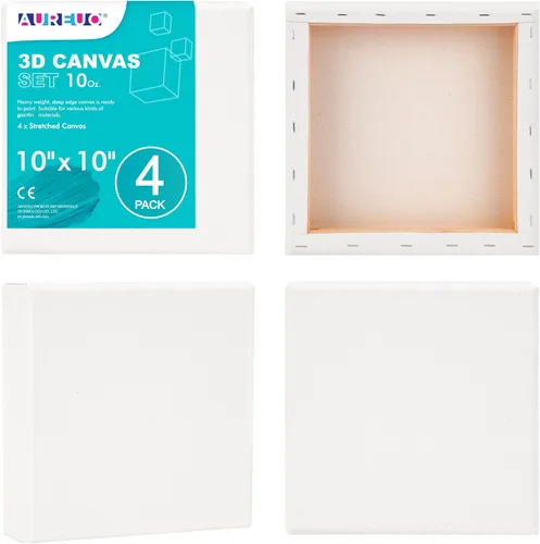 Miniatura 7 de AUREUO Lienzo envuelto para galería de 4 x 4 pulgadas, profundidad de 1.5 pulgadas, paquete de 4 unidades, 10 onzas con triple imprimación de gesso