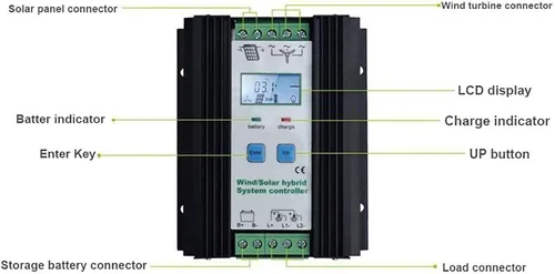 Miniatura 4 de CHRISK Controlador híbrido solar eólico de 9000 W PWM eólico controlador híbrido de energía solar controlador digital inteligente regulador de carga