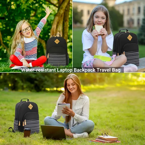 Miniatura 78 de Leaper Mochila para laptop para mujer: linda mochila floral para escuela, universidad, viajes, trabajo, mochila ligera para niños, Negro margarita