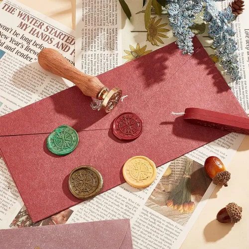 Miniatura 8 de PH PandaHall Sello de cera de brújula, sello retro vintage para adornar sobres, invitaciones de boda, embalaje de regalo