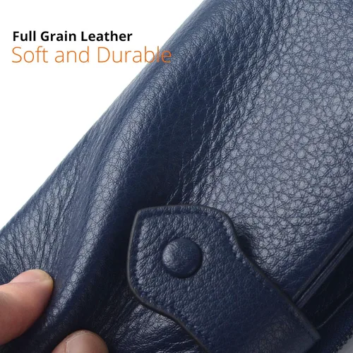 Miniatura 6 de Bveyzi Carteras delgadas de cuero suave para mujer, con bloqueo RFID, doble bolsillo con cremallera