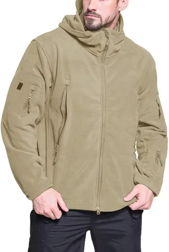 Miniatura 2 de BIYLACLESEN Chaquetas tácticas de forro polar Softshell para hombre con cremallera completa