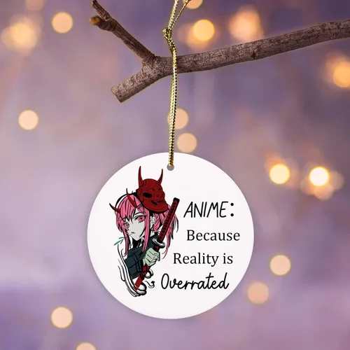 Miniatura 5 de Adorno de Navidad de anime, la realidad está sobrevalorada, divertido recuerdo navideño para colgar en el árbol de Navidad, regalo para amigos