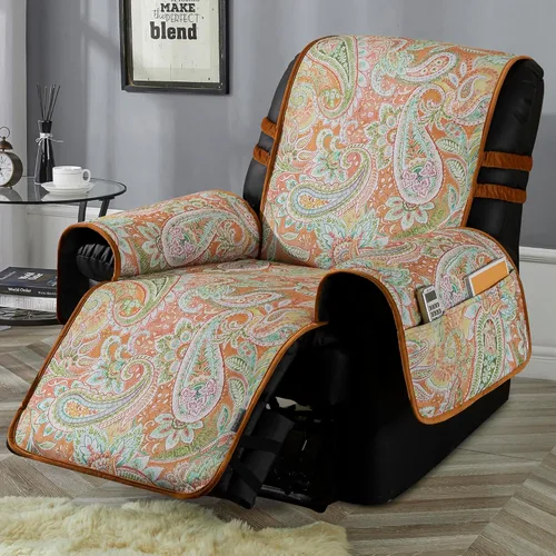 Miniatura 8 de STONECREST - Funda antideslizante para silla reclinable, estampado de cachemira, funda de lino sintético cepillado, se mantiene en su lugar