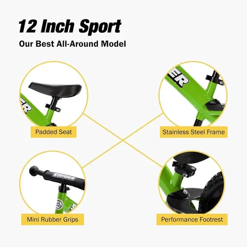 Miniatura 3 de Strider Bicicleta deportiva de 12 pulgadas – Bicicleta de equilibrio sin pedal para niños de 1 a 4 años – Incluye almohadilla de seguridad, asiento